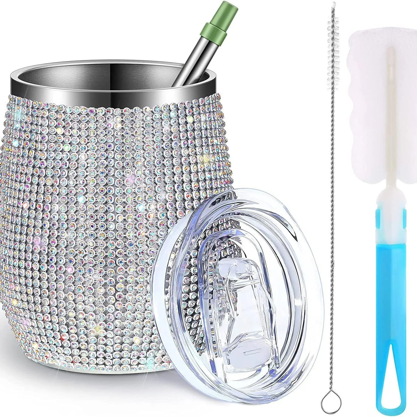 Bling Double-layer Stainless Steel Thermal Insulation Egg Shape Cup 12oz Gift Cup Rhinestone Wine Beer Coffee Mug Water Bottle