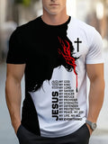 Men's Jesus pattern 3D printed round-neck T-shirt soft and breatha casual street  outdoor sport quick-drying short-sleeved shirt