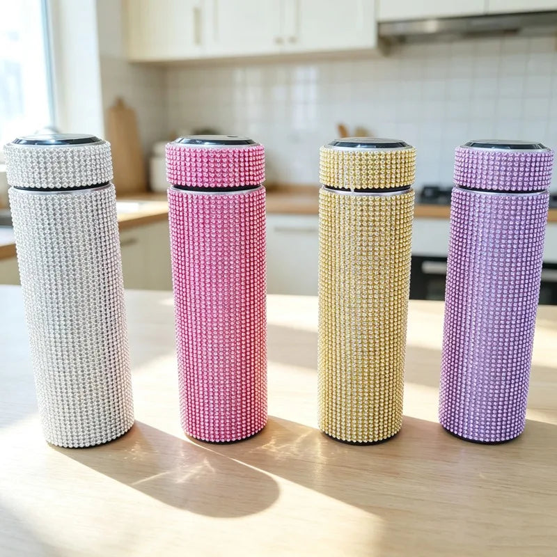 Luxury Rhinestone Thermos Cup Sparkling Diamond 304 Stainless Steel Thermos Flask Ladies Party Travel Daily Fashion Gift
