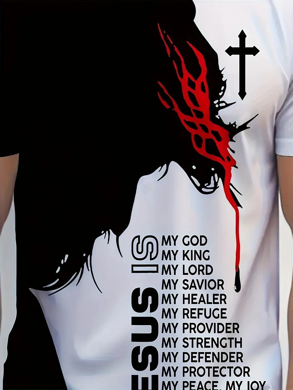 Men's Jesus pattern 3D printed round-neck T-shirt soft and breatha casual street  outdoor sport quick-drying short-sleeved shirt