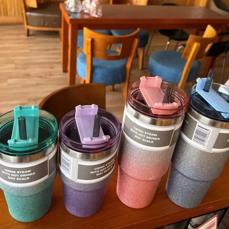 304 diamond-painted stainless steel cup, gradient car insulation and cold preservation car cup, coffee cup, double-layer ice cup