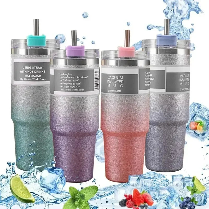 304 diamond-painted stainless steel cup, gradient car insulation and cold preservation car cup, coffee cup, double-layer ice cup