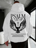 Christian Bible Verse Psalm 91:4 Print Men Women Hooded Sweatshirt Autumn Winter Outdoor Vacation Casual Loose Warm Sportswear