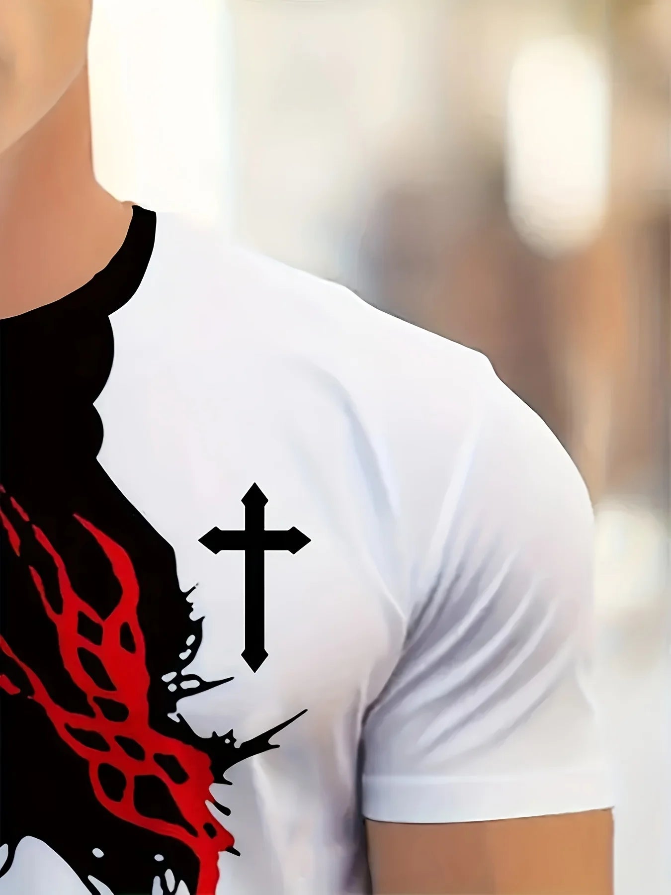 Men's Jesus pattern 3D printed round-neck T-shirt soft and breatha casual street  outdoor sport quick-drying short-sleeved shirt