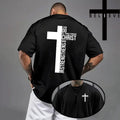Spring Summer Daily Casual Fashion Jesus Cross Cotton Tees Christ Print T-shirt Men High Quality Pure Color Short Sleeve Top